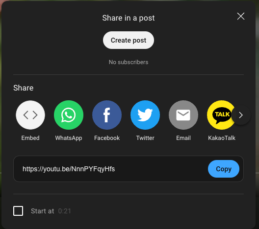 Share video options